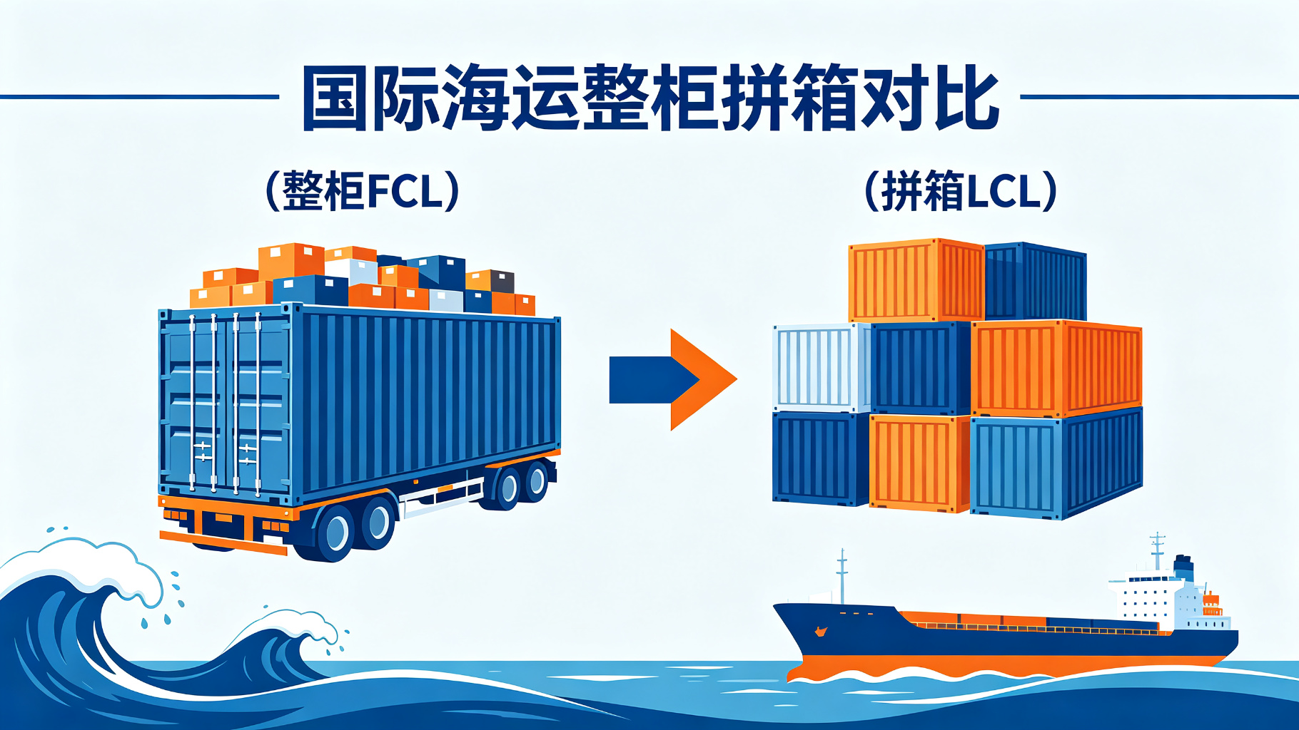 国际海运整柜拼箱全攻略:FCL和LCL到底怎么选?柜型、计费、适用场景一文讲透