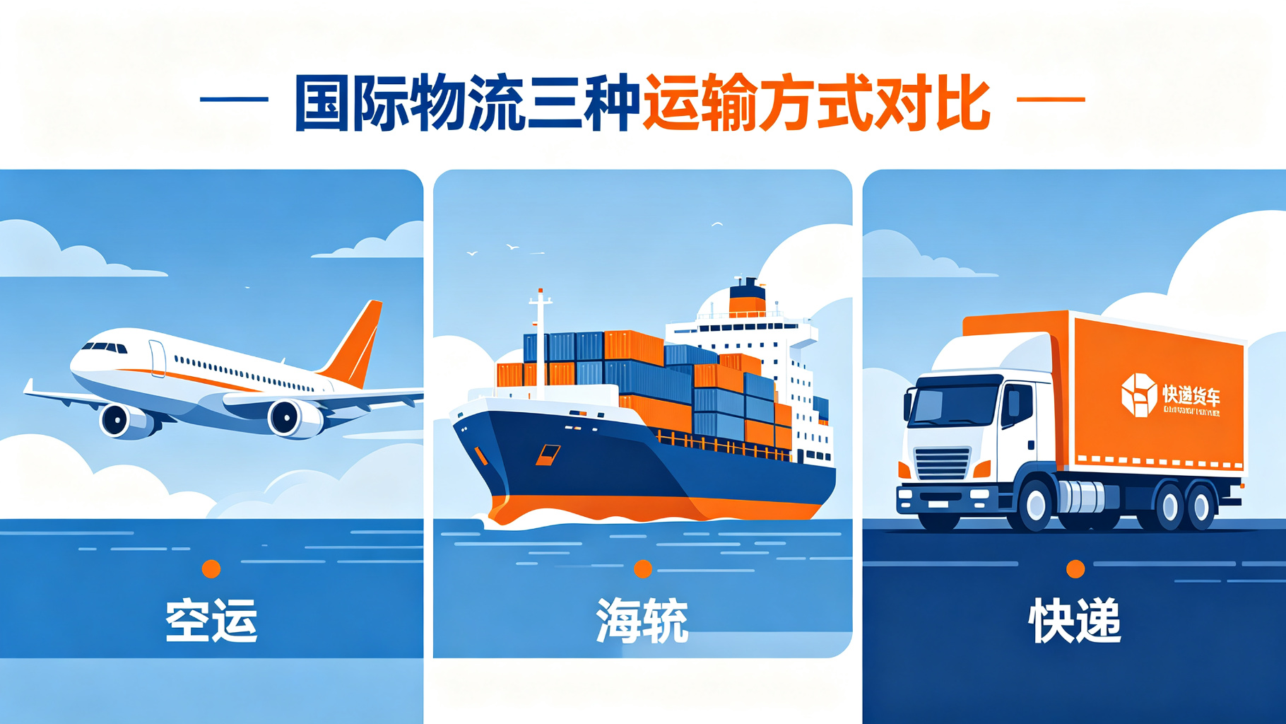 国际空运vs海运vs快递怎么选?三种运输方式全方位对比,老货代手把手教你选最省钱的